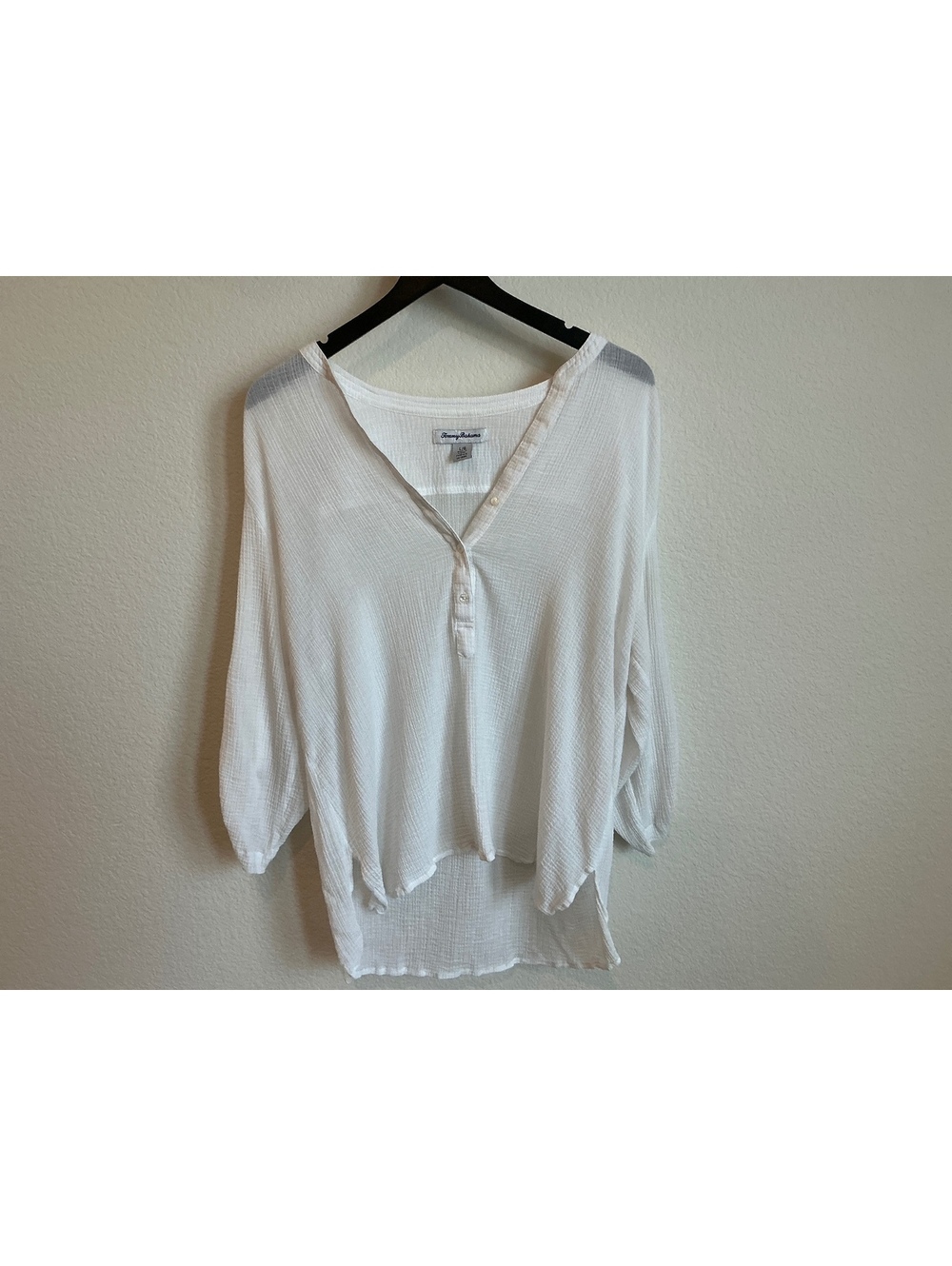 Tommy Bahama White Gauze Top size L